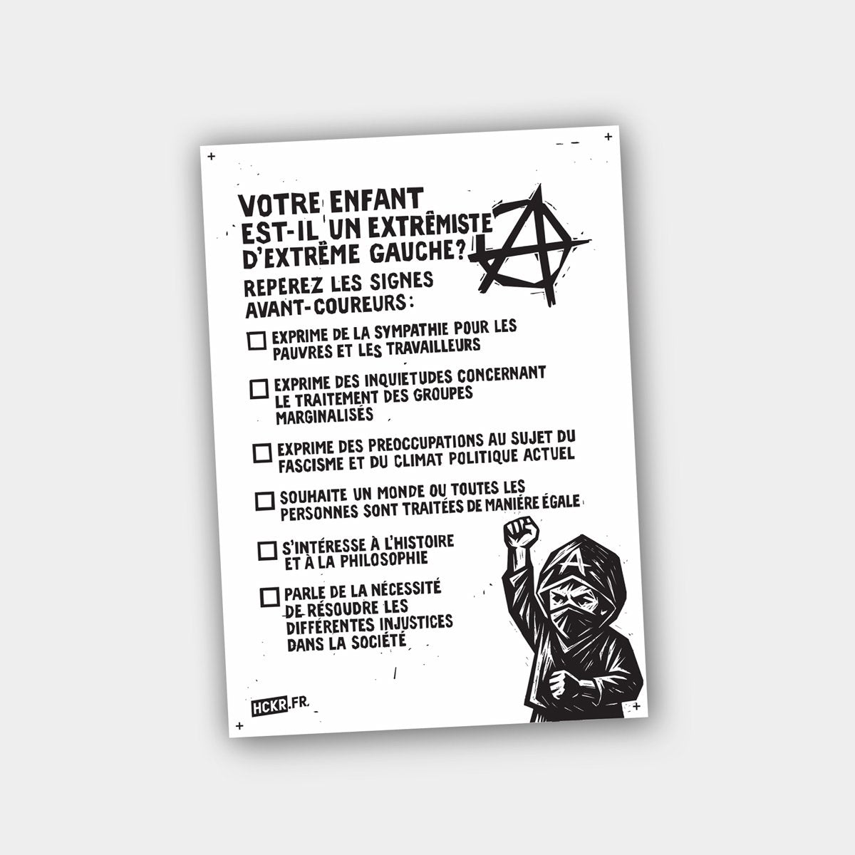 Affiche A4 : « Votre enfant est-il d’extrême gauche ? »