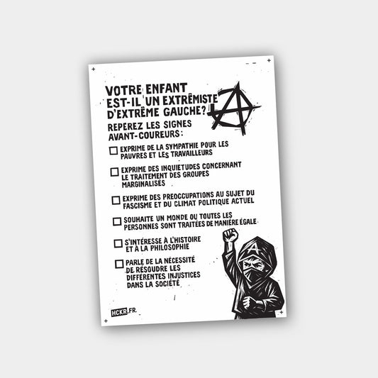 Affiche A4 : « Votre enfant est-il d’extrême gauche ? »