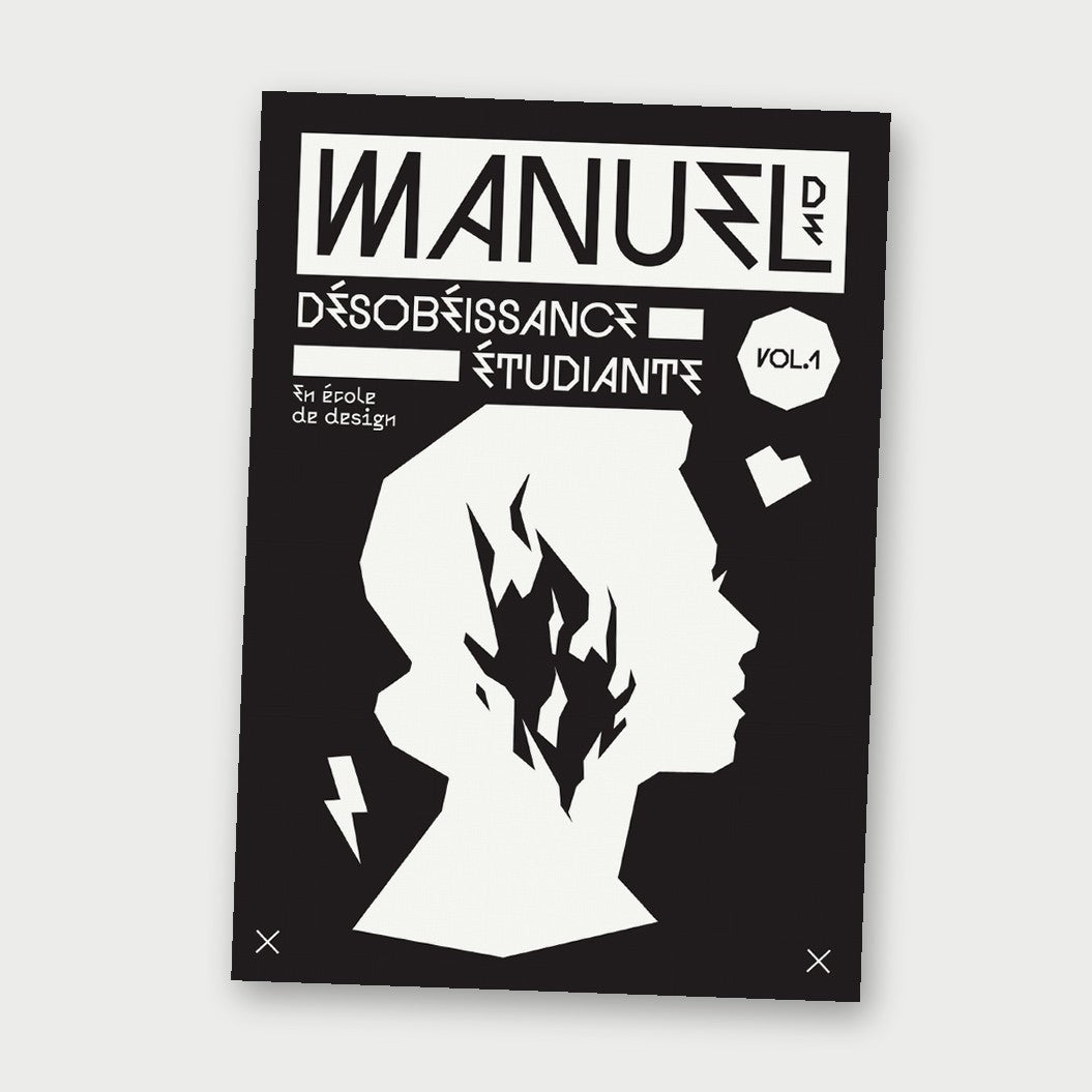 Couverture du mini-zine : profil blanc sur fond noir, une flamme dans la tête