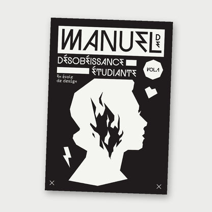 Couverture du mini-zine : profil blanc sur fond noir, une flamme dans la tête