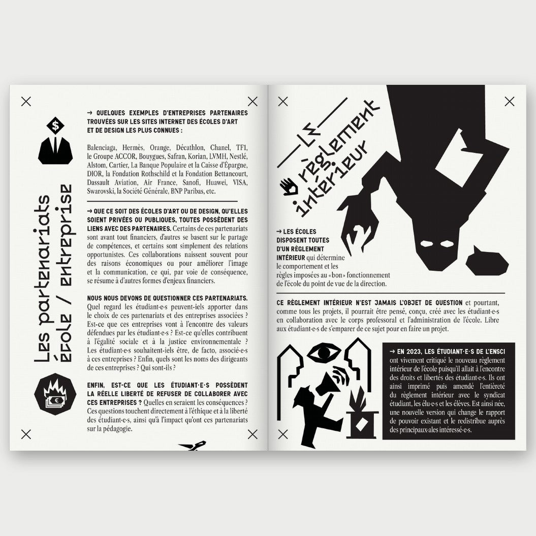 Double page : les partenariats école entreprise et le règlement intérieur