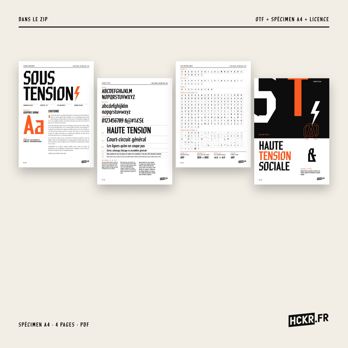 Spécimen A4 de 4 pages inclus dans le zip